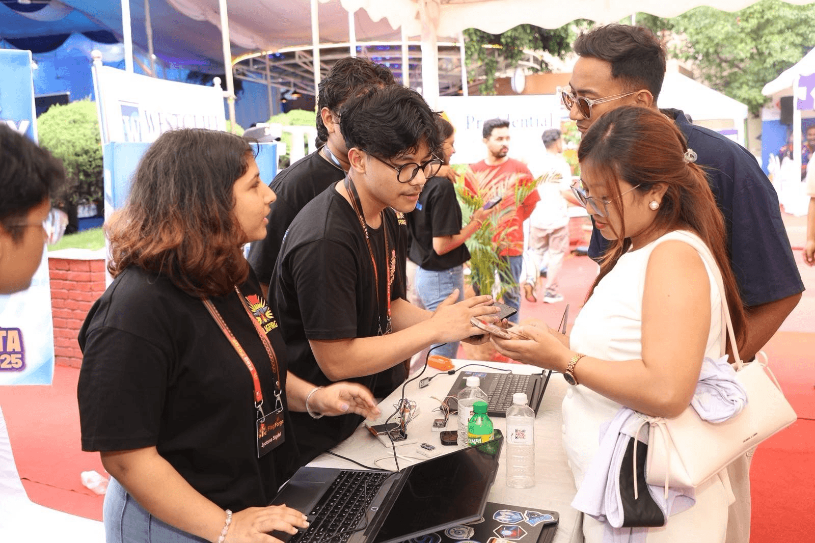 FlagForge project showcase at an event booth.