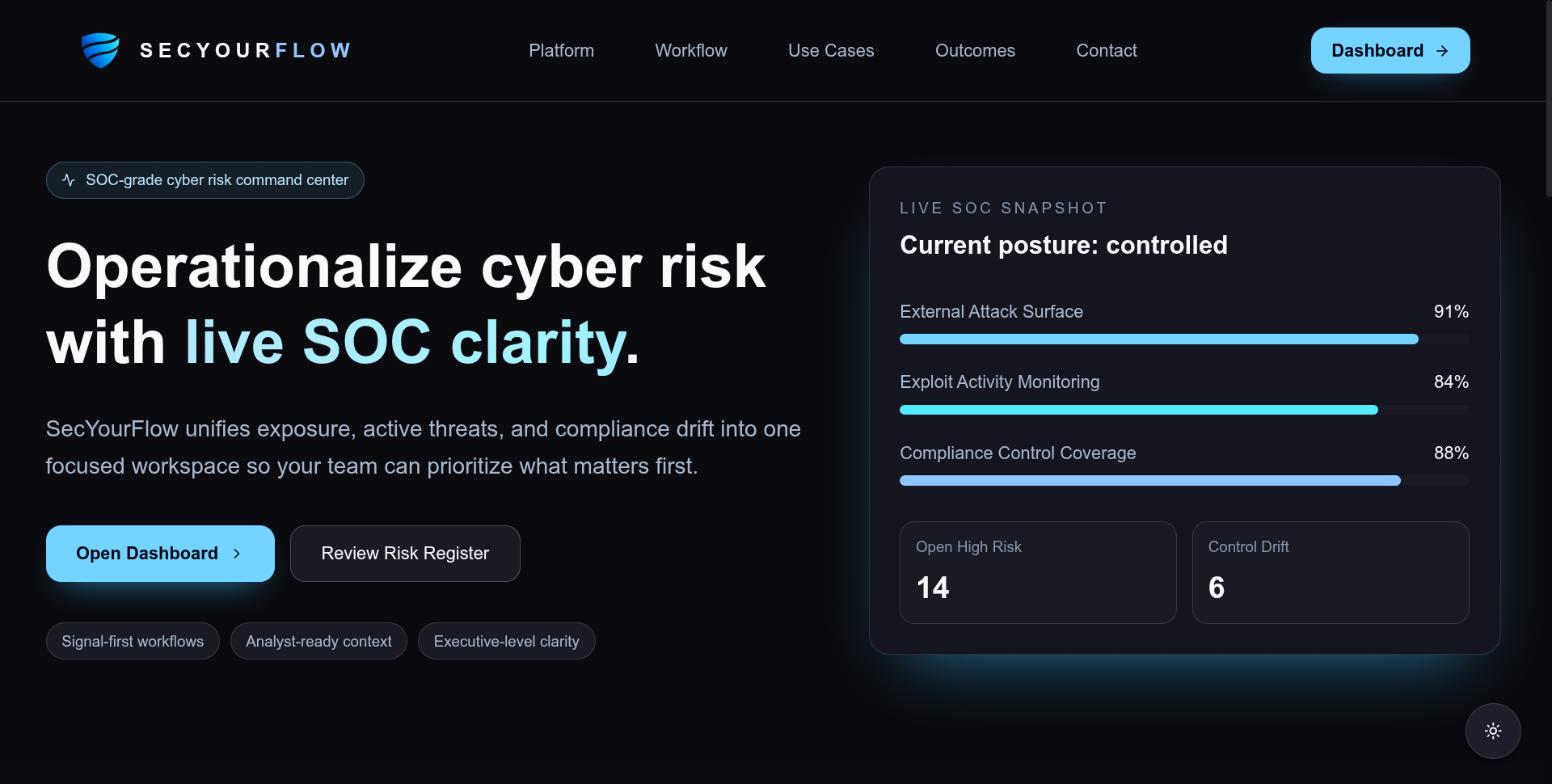 SecYourFlow website interface screenshot.